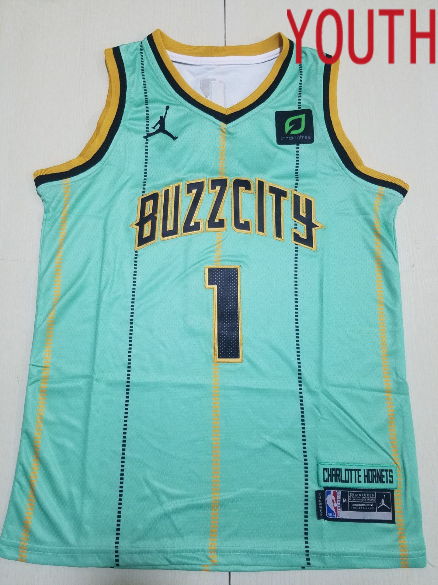 Youth Charlotte Hornets #1 LaMelo Ball Jordan Brand Light Green 2022 NBA Jersey
